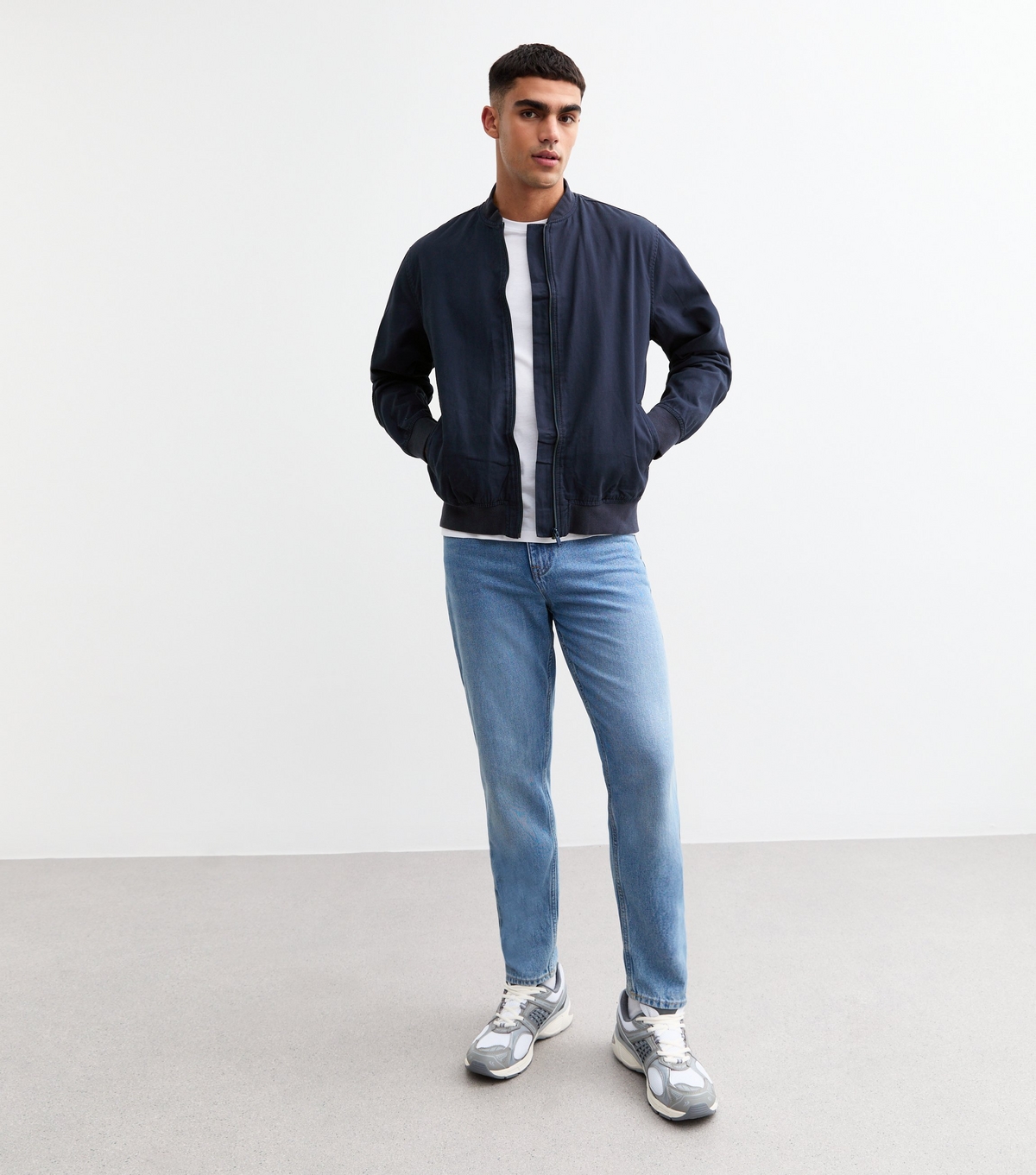 Men's Navy Regular Bomber Jacket New Look