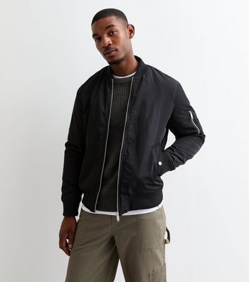 Black Slim Bomber Jacket New Look