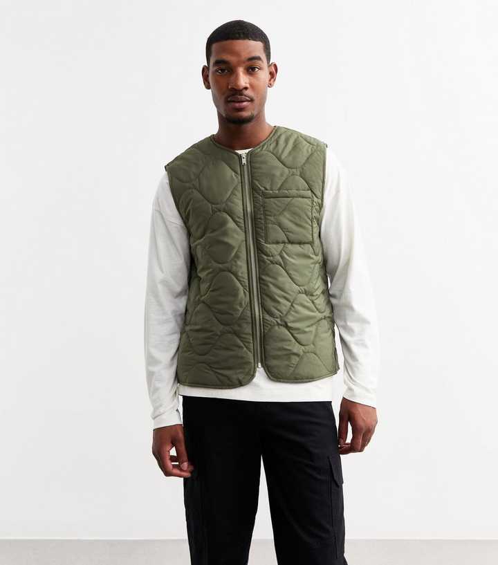 Khaki Regular Quilted Gilet
