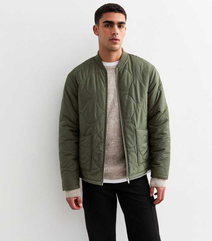 Khaki Regular Quilted Jacket