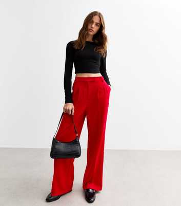 Red Wide Leg Trousers