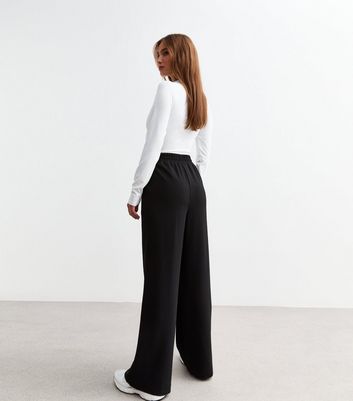 Black Jersey Tailored Wide Leg Joggers New Look