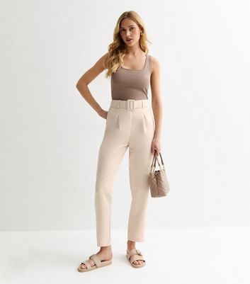 Gini London Cream Tapered Trousers New Look