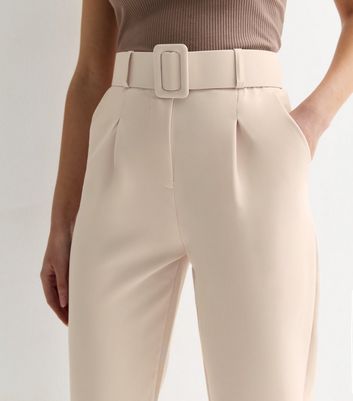 Gini London Cream Tapered Trousers New Look