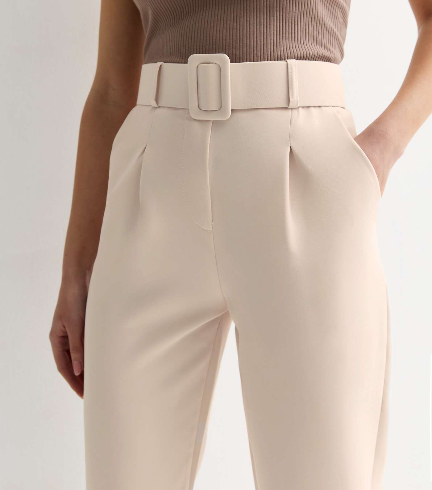 Gini London Cream Tapered Trousers Image 3