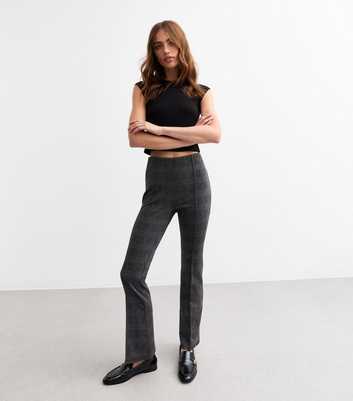 Grey Woven Bootcut Trousers