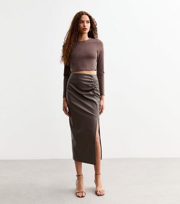 Leather midi skirt new look best sale