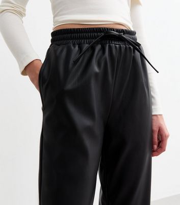 Black Leather-Look Tailored Joggers