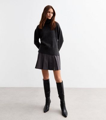 Grey Box Pleat Micro Mini Skirt New Look