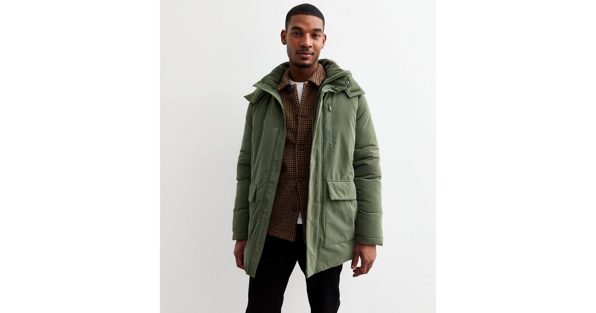 Khaki Embroidered Sleeve Detail Denim Parka Jacket - Kaori