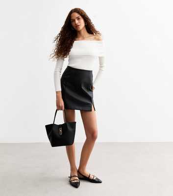 Black Faux Leather Mini Skirt