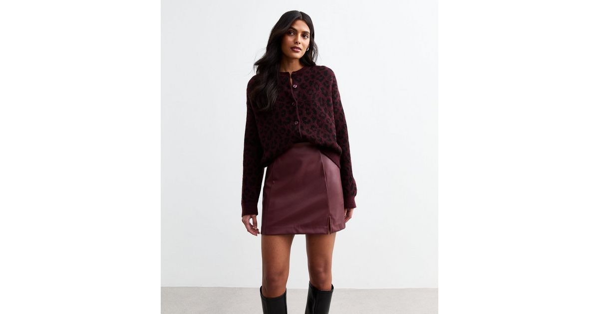 Dailystory Miley Faux Leather Mini Skirt In Burgundy