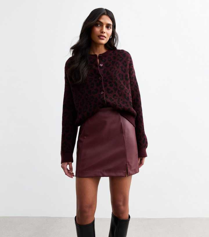 Burgundy Faux Leather Mini Skirt