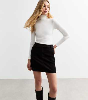 Black Corduroy Mini Skirt 