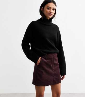 Burgundy Corduroy Mini Skirt 