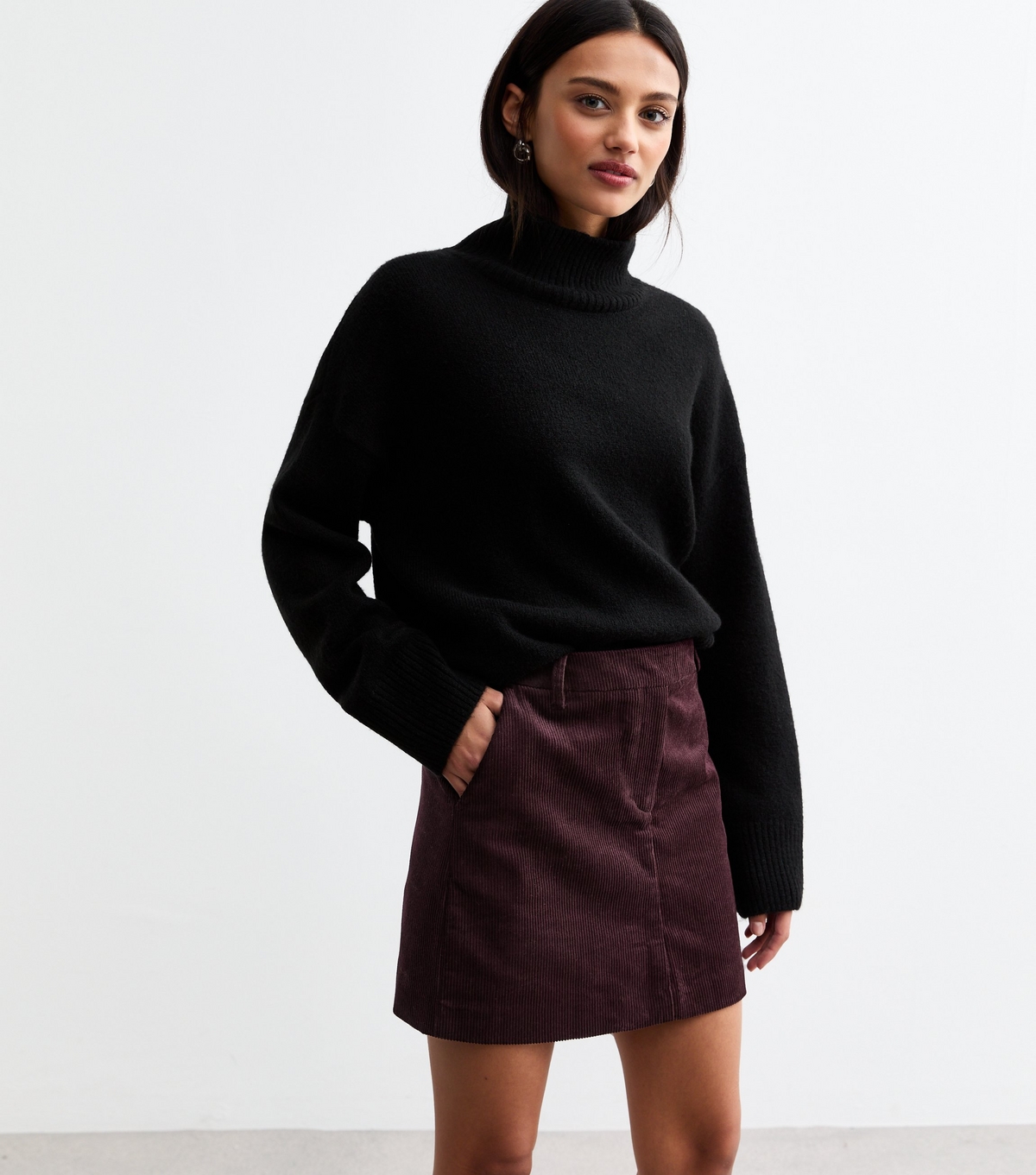 Women's Burgundy Corduroy Mini Skirt New Look