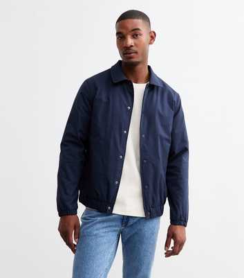 Navy Regular Padded Coach Jacket