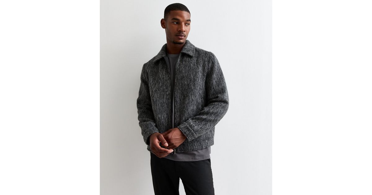 Grey Brushed Textured Jacket New Look