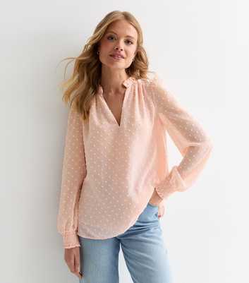 Gini London Pink Embroidered Long Sleeve Blouse