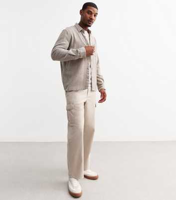 Stone Relaxed Cotton Cargo Trousers