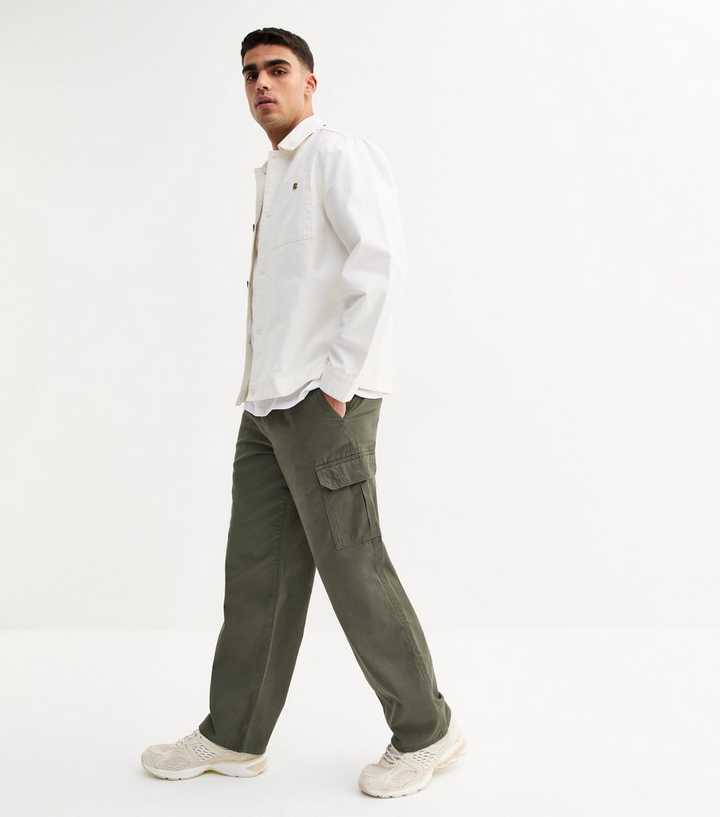 Khaki Relaxed Cotton Cargo Trousers
