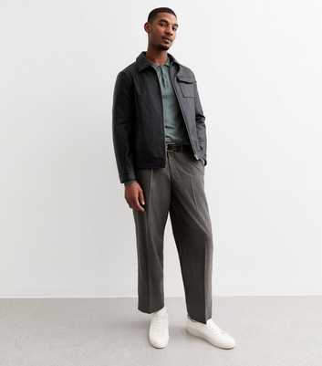 Dark Grey Relaxed Pleated Tailored Trousers