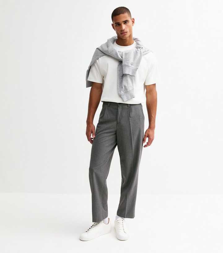 Black Checked Pleated Oversized Tailored Trousers