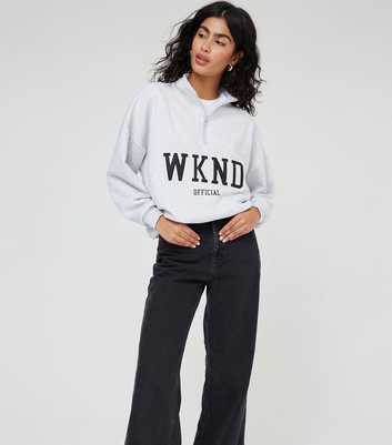 WKNDGIRL Grey Logo Half Zip Sweatshirt