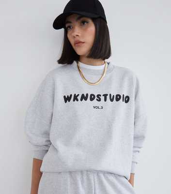 WKNDGIRL Grey Logo Oversized Sweatshirt