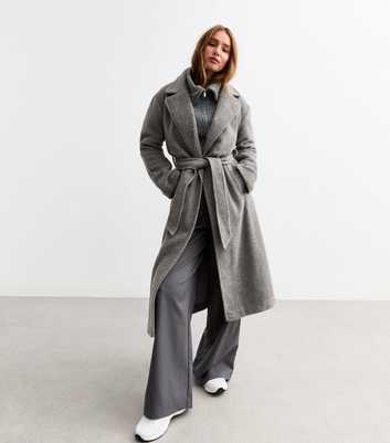 Grey Long Belted Coat