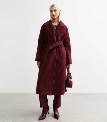 Burgundy Long Belted Coat