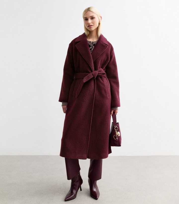 Burgundy Long Belted Unlined Coat