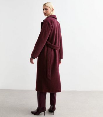 New look burgundy coat hotsell