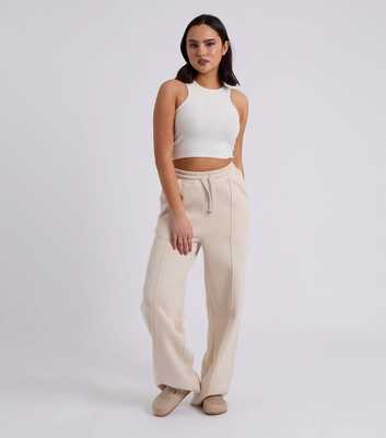 Urban Bliss Cream Drawstring Wide Leg Joggers 