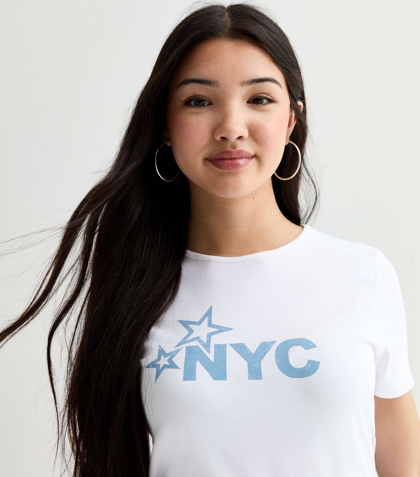 Girls White NYC Star Print T-Shirt  Image 2