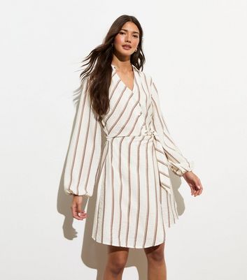 Crimson and White Geometric Print Mini Shirt Dress