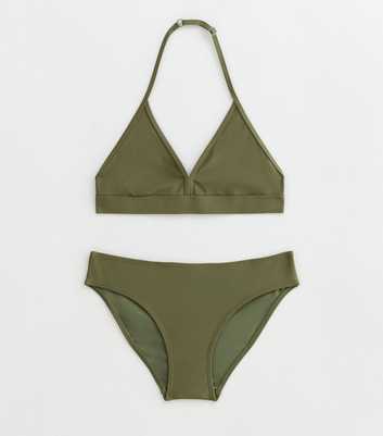 Girls Green Triangle Bikini Set 