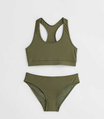 Girls Olive Racer Bikini Set 