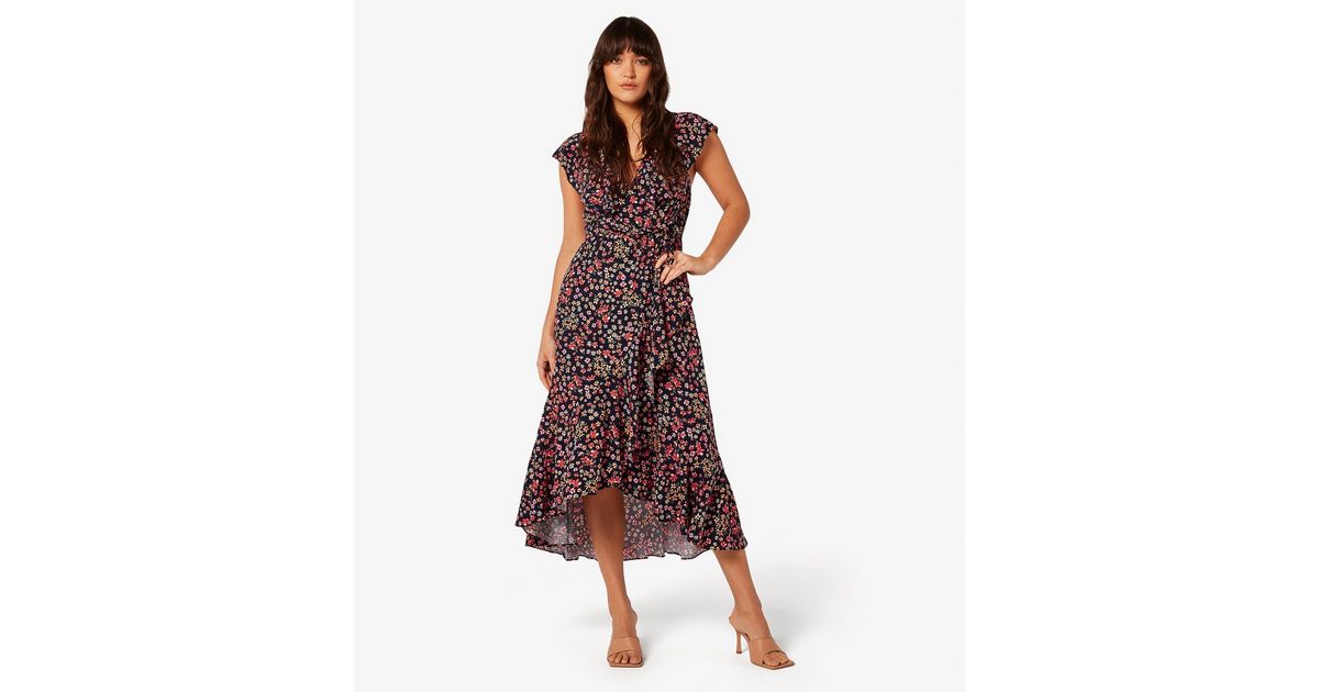 Apricot Navy Ditsy Floral Ruffle Midi Dress | New Look