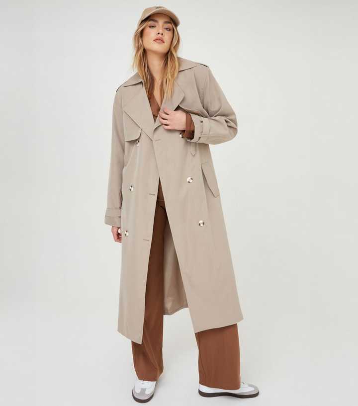 WKNDGIRL Stone Trench Coat New Look