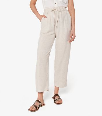 Apricot Stone Tie Waist Trousers New Look