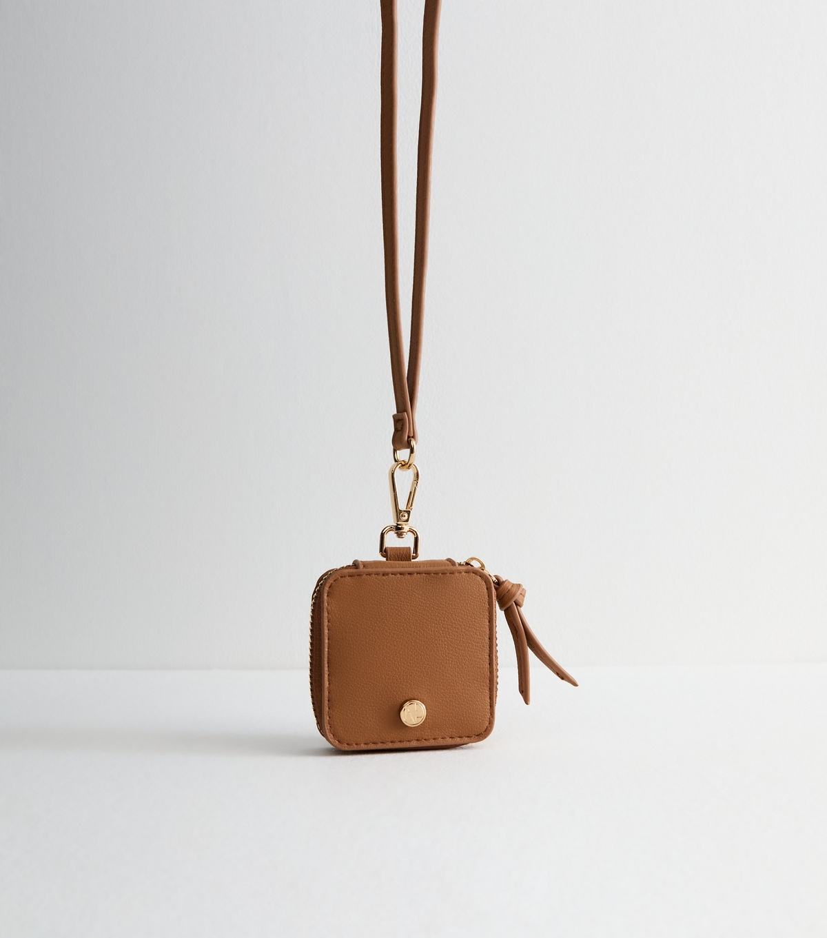 Tan Leather-Look Earphones Case New Look