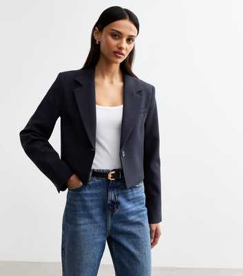 Navy Cropped Blazer 