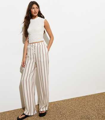 Off-White Striped High-Waist Drawstring Trousers