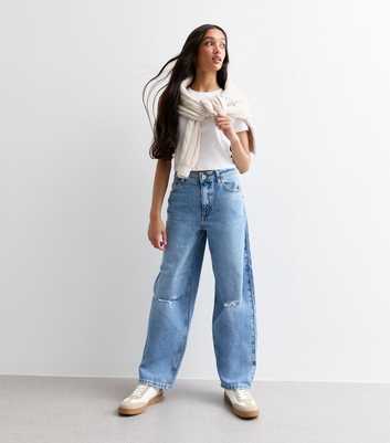 Girls Blue Wide Leg Jeans