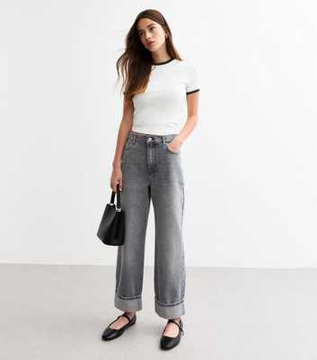 Grey Relaxed Turn Up Jeans