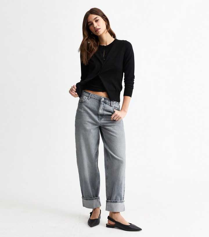 Grey Relaxed Turn Up Jeans