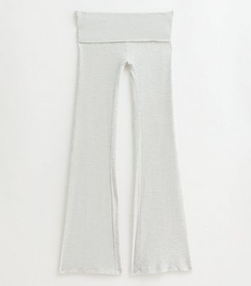 Dorina Grey Ribbed Flared Leggings New Look
