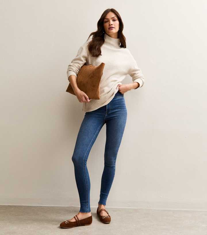 Tall Blue Raw Hem Hallie Disco Super Skinny Jeans