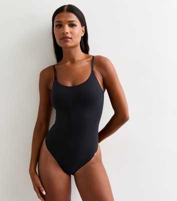 Dorina Black Smooth Microfibre Thong Bodysuit